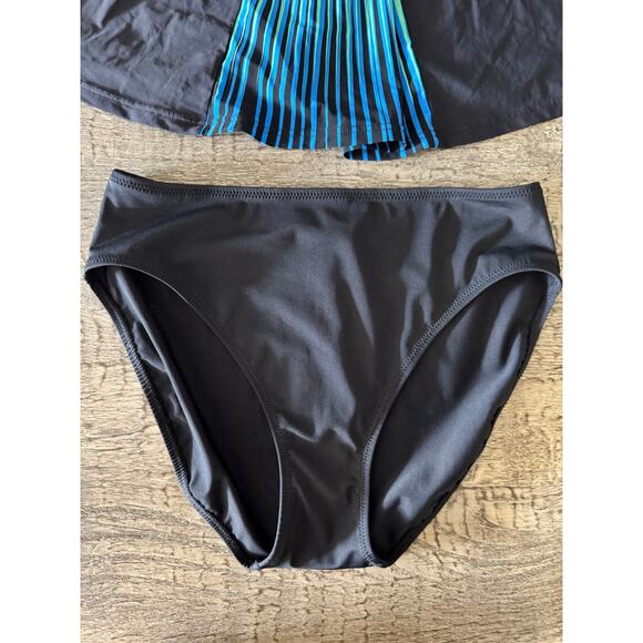Gottex Contour Black Tankini Swim Set Sz 6 Flowy A-Line Top, Retro Poolside Glam - Picture 6 of 8